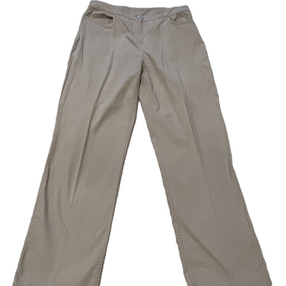 Grandma-core Preppy Eileen Fisher Khaki Pants Straight Leg Women's Petite Med